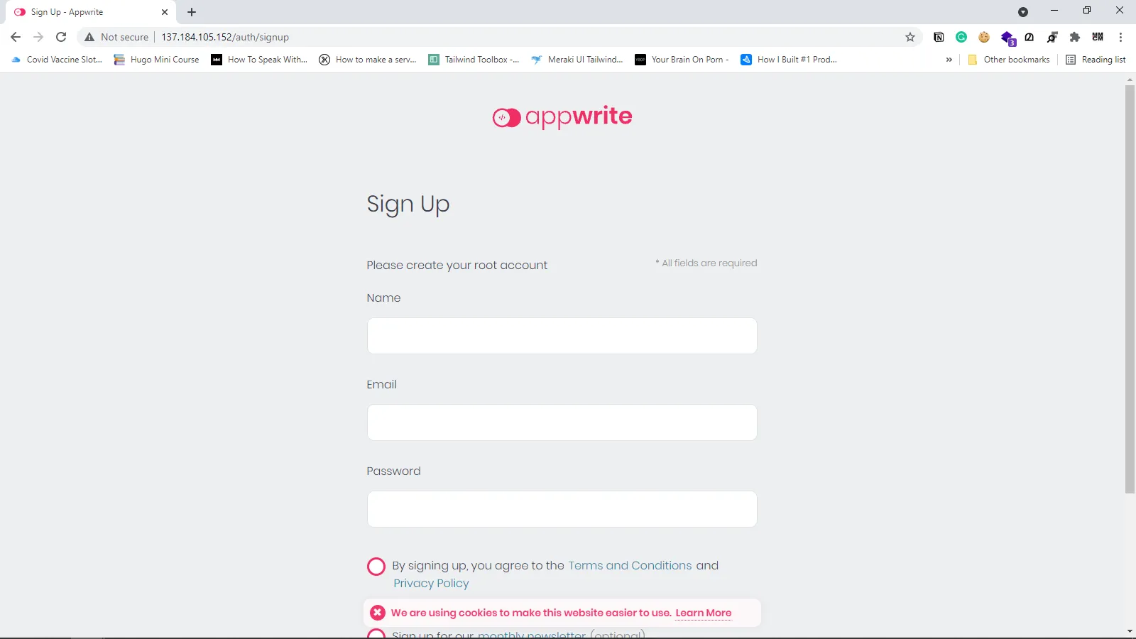 Appwrite Sign Up Page