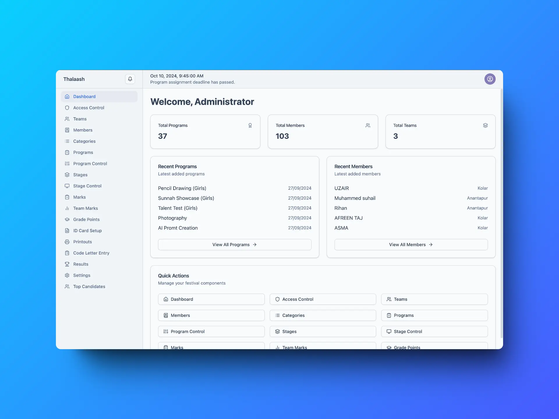 Screenshot of Festize - Digital College Festival Management